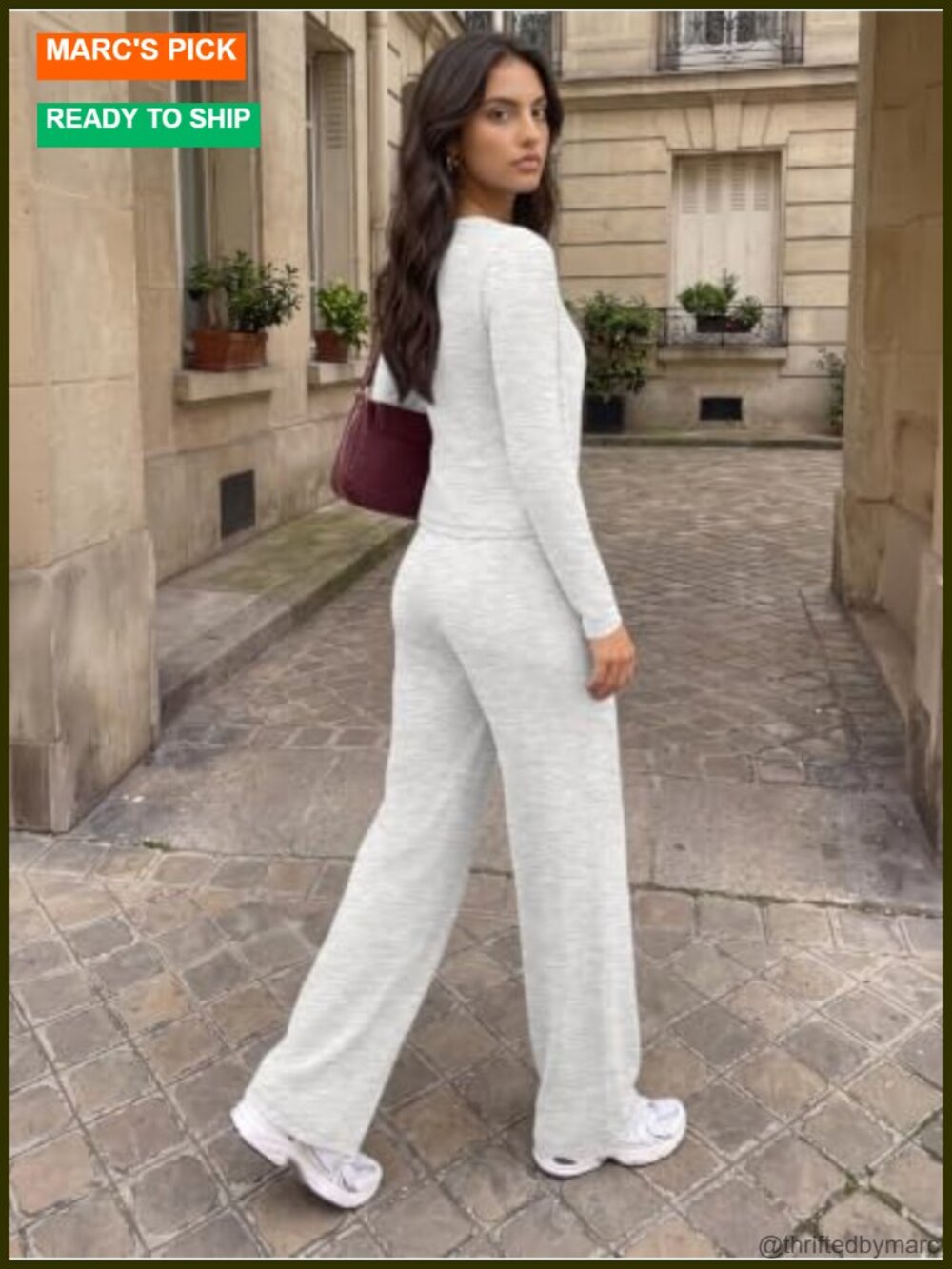 3 Piece Lounge Set with Cardigan Camisole and Wide Leg Pants - Picture 3 of 5